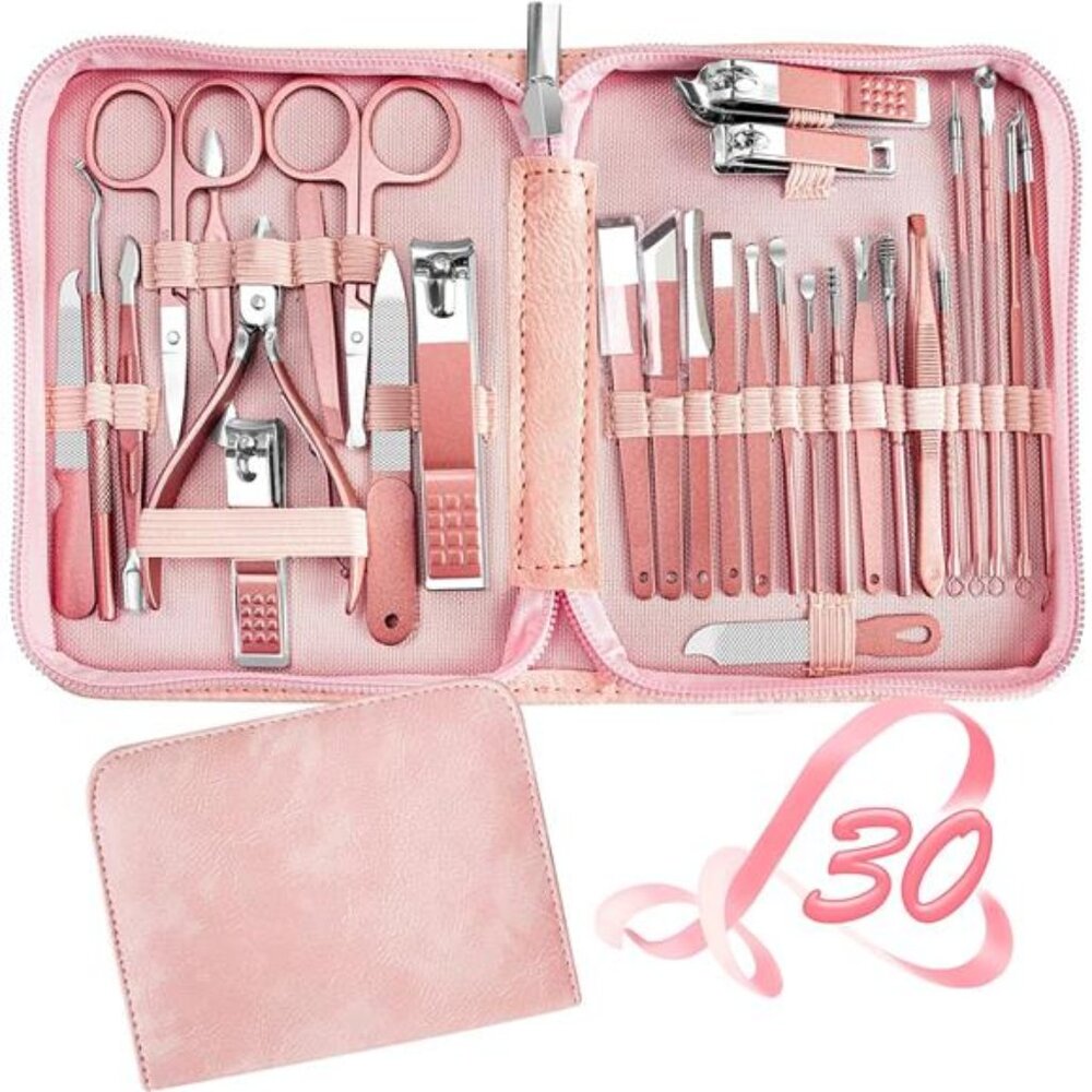 Manicure Set 30 in 1 Nail Clipper set, REDFLOW nail clippers, fingernail